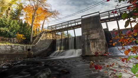 beautiful waterfall flowing during fall, time lapse