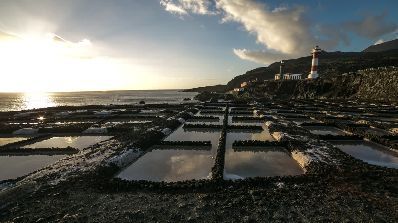 Lighthouse and ancient salt pools in Fuencaliente, La Palma, Canary Islands