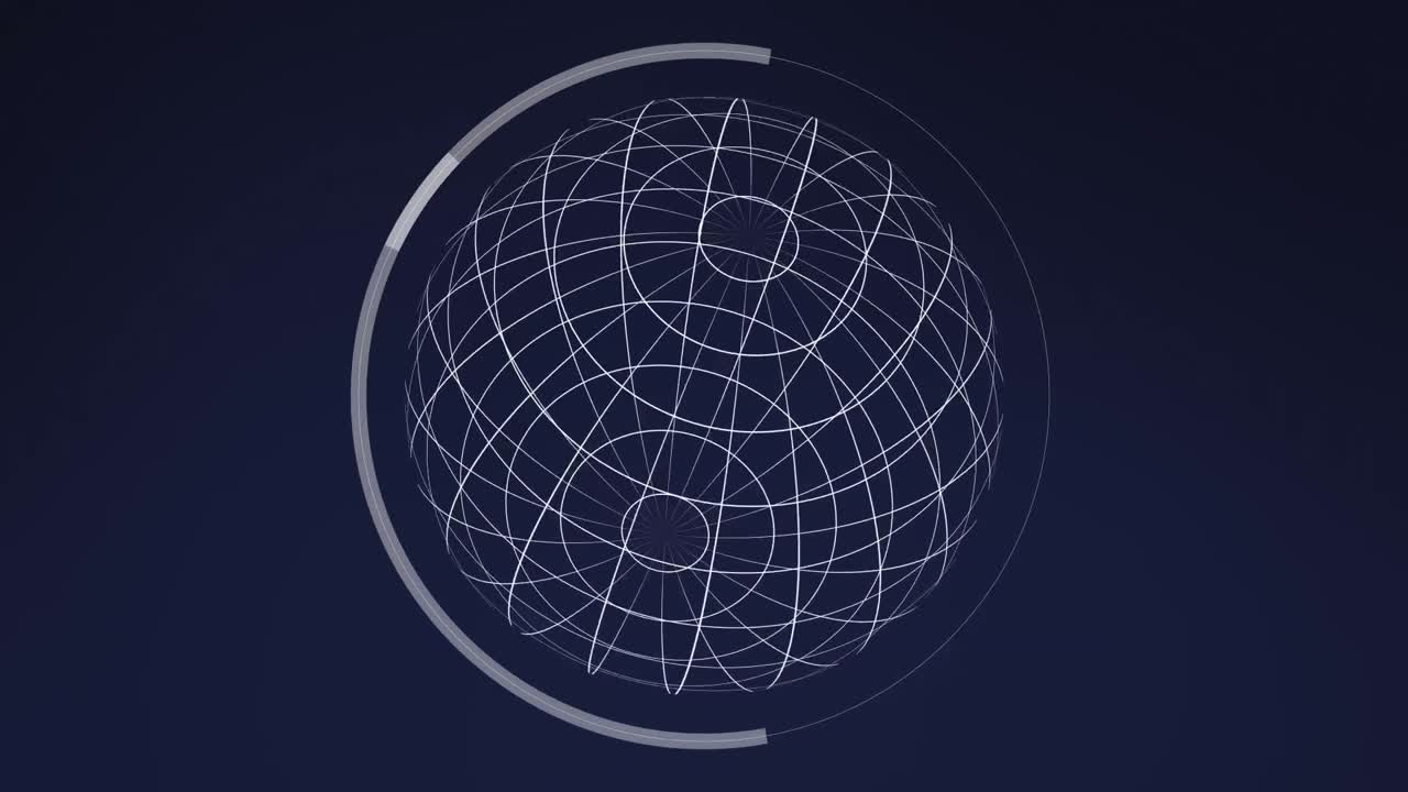 animación del procesamiento de datos sobre el globo sobre fondo azul.