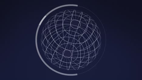 animation of data processing over globe over blue background