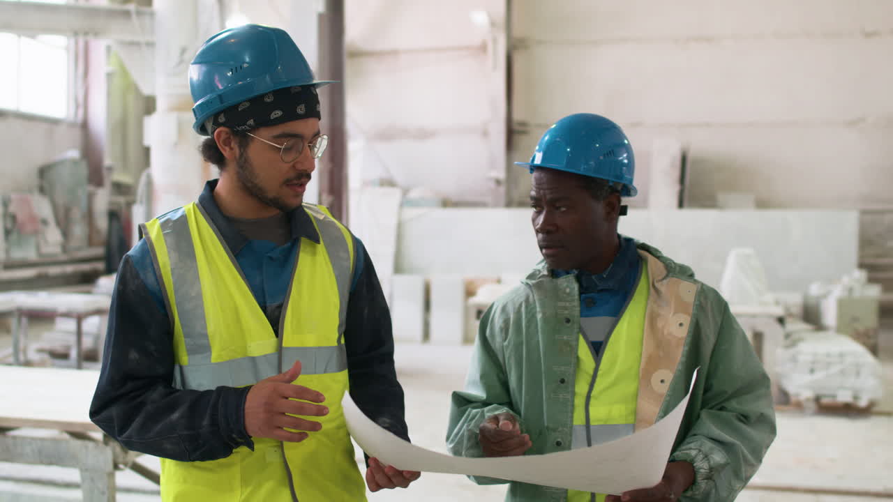 Workmates in a marble factory