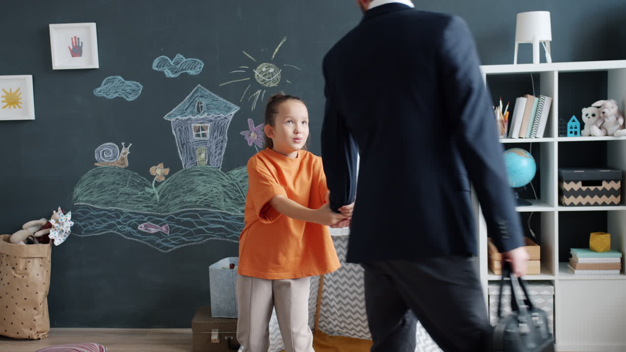 Father and Daughter Saying Goodbye