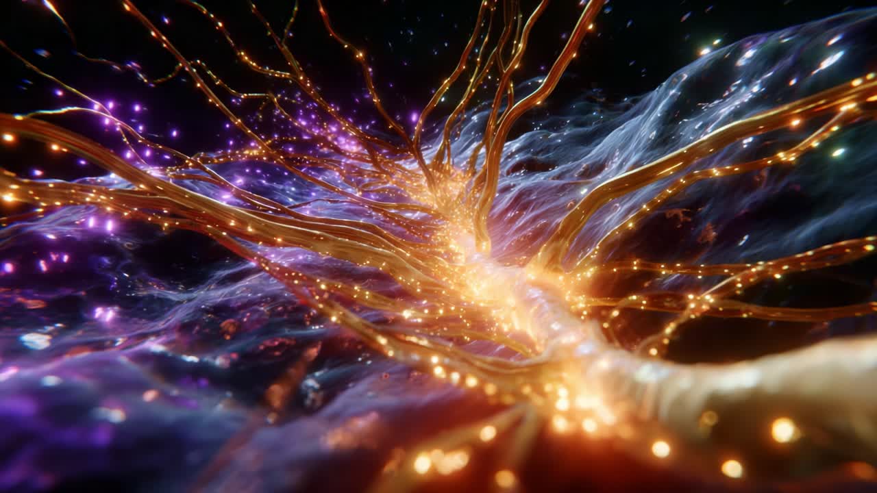 A mesmerizing view of glowing neural pathways illuminated by vibrant colors, showcasing the intricate connections and beauty of nature's design in vivid detail