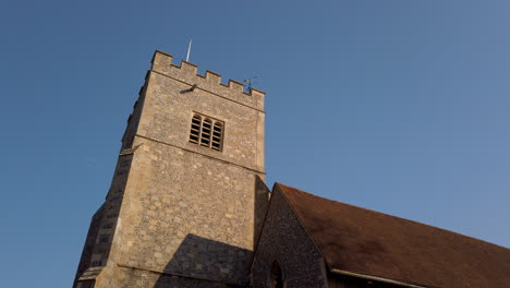 A-church-bell-tower-in-the-early-morning-sun