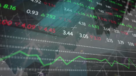 animación del procesamiento de datos financieros sobre el mapa del mundo