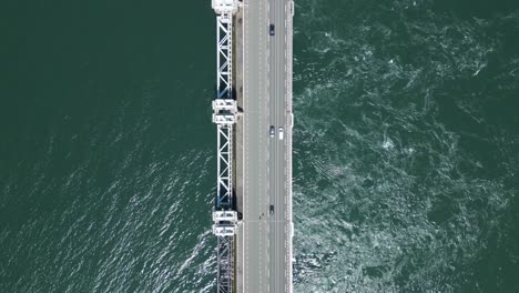 Storm-surge-barrier,-Delta-park-Neeltje-Jans-in-the-Netherlands-AERIAL