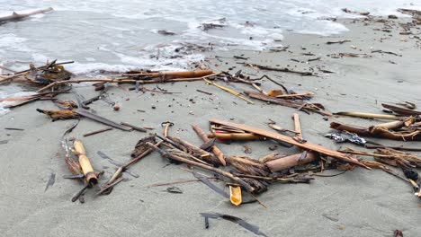 Müll-Nach-Einem-Sturm-Auf-Einem-Sandstrand