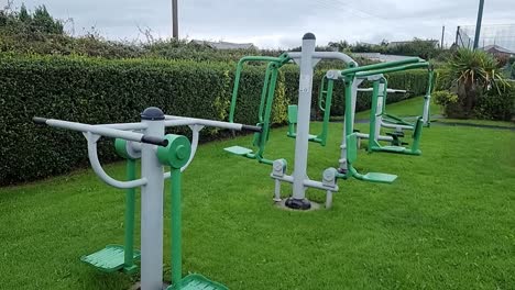 outside gym mobility training sports health equipment in vacant unused public playground