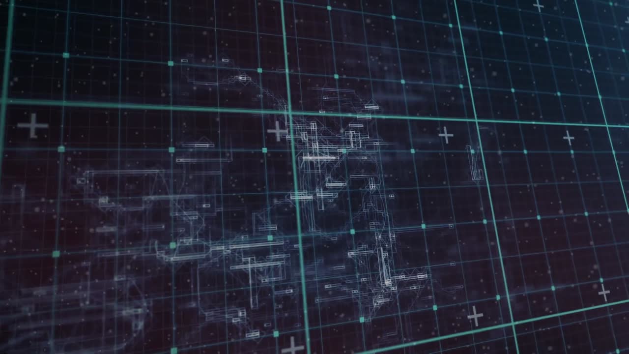 Animation of data processing on navy background