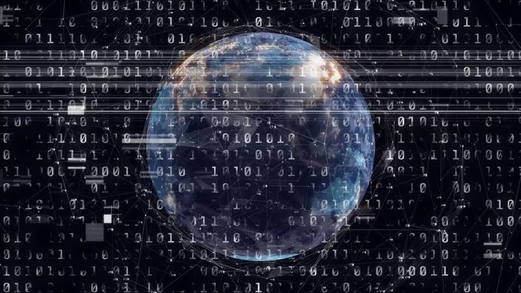 Animation of interference over globe and binary coding