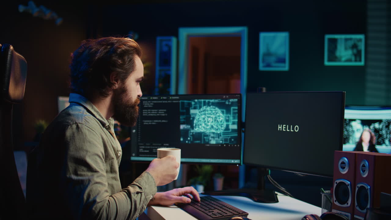 Programmer being asked existential questions by awaken AI gaining consciousness