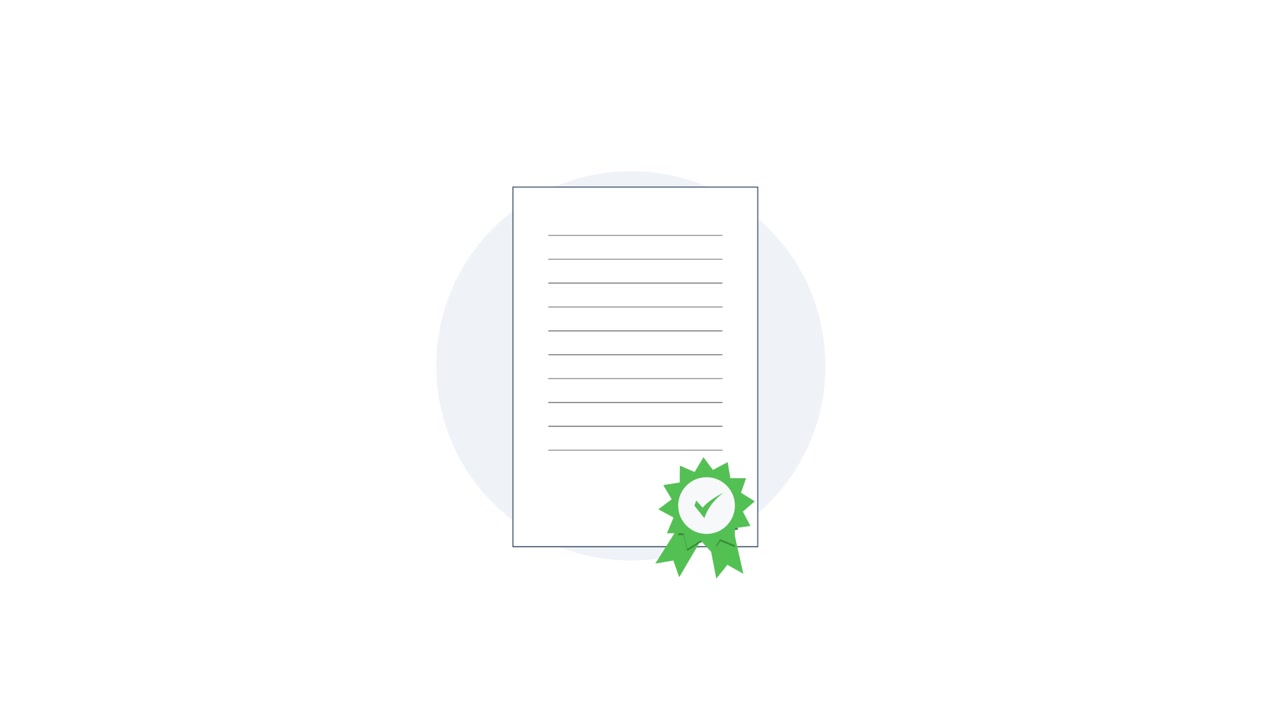 Approved Document with Green Checkmark Badge Animation