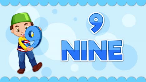 cartoon character interacts with number nine.