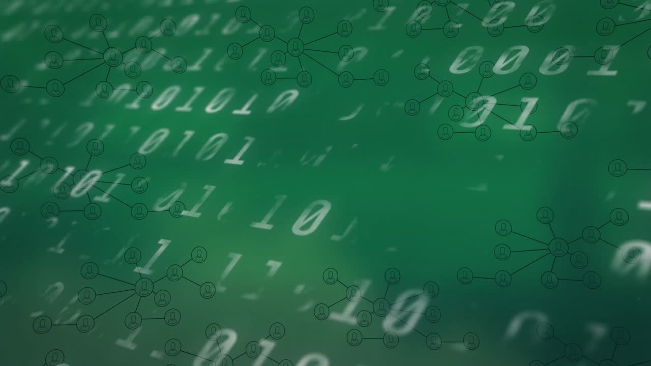 Animation of network of connections and numbers over data processing