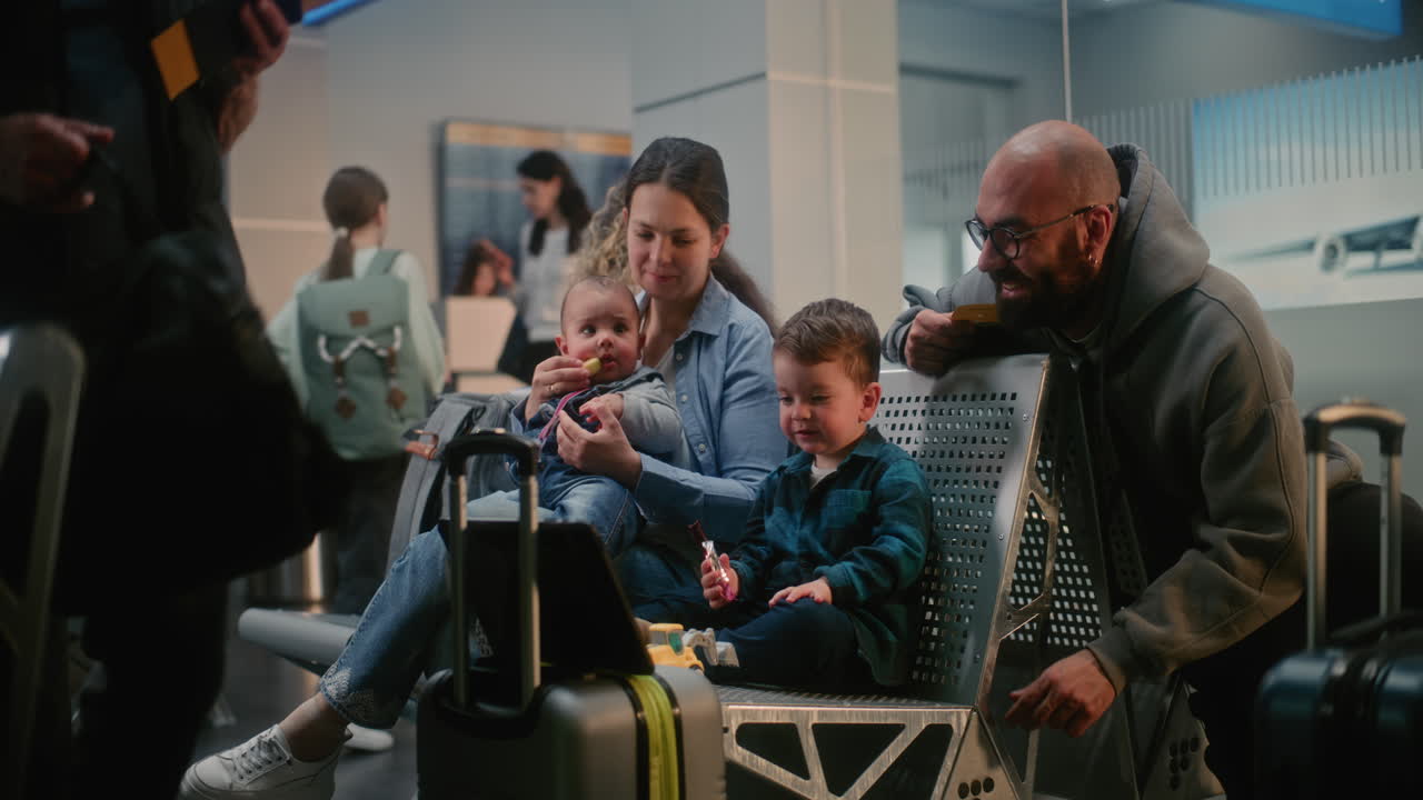 Family Waiting at Airport
