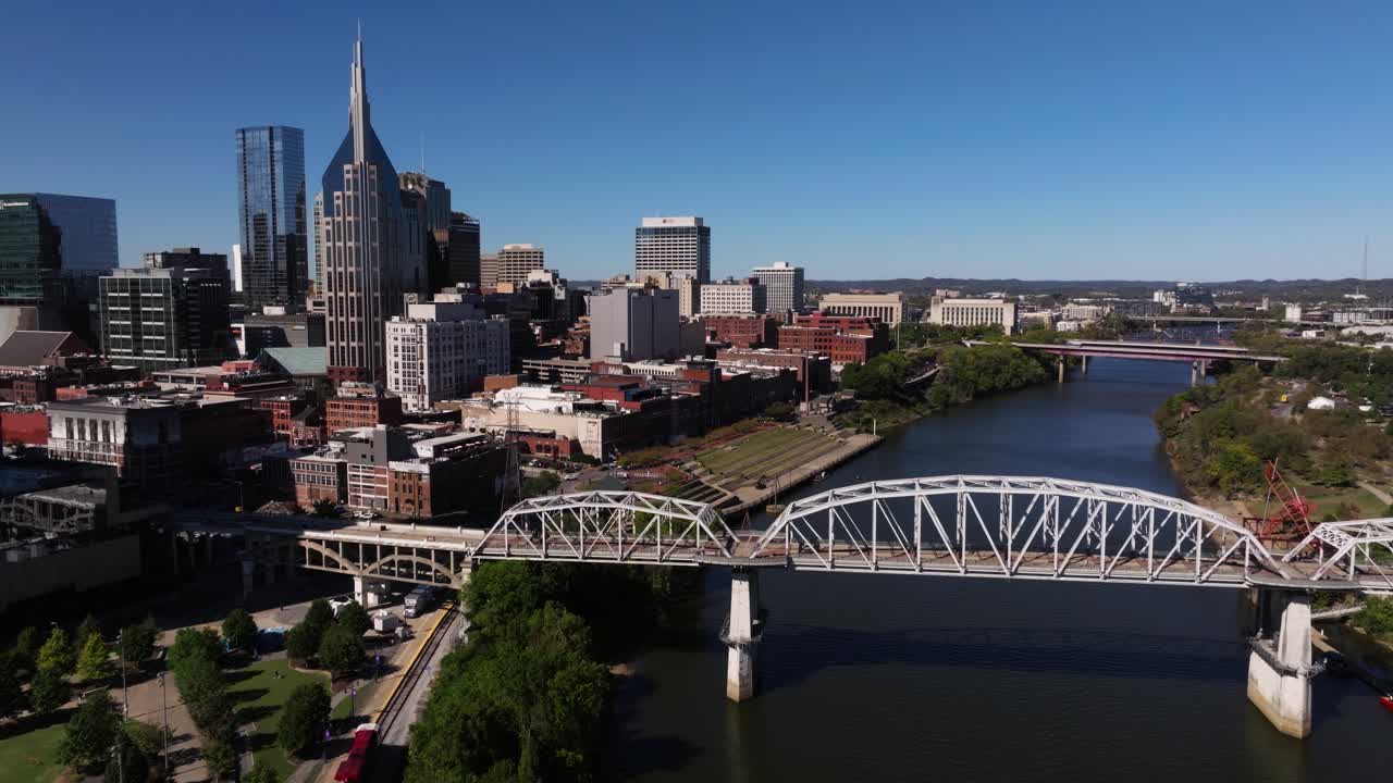 Amazing Aerial View Above Nashville, Tenneessee on Bright Afternoon