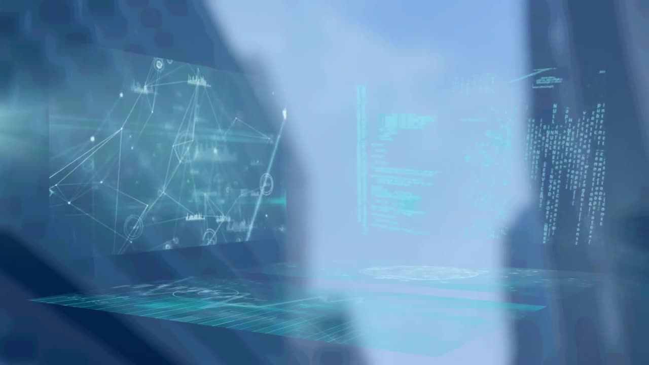 모호한 도시 금융 지구에 대한 다양한 데이터의 애니메이션