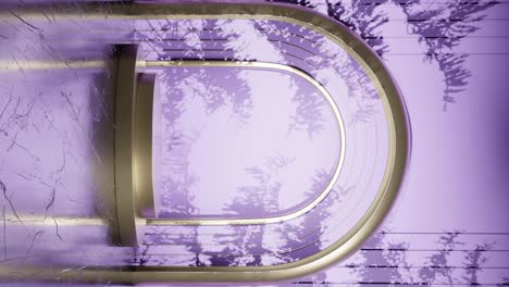diseño de soporte de exhibición de productos con sombra de hojas de árboles en animación de renderización 3d, sitio web de comercio electrónico venta de descuento fondo púrpura vertical