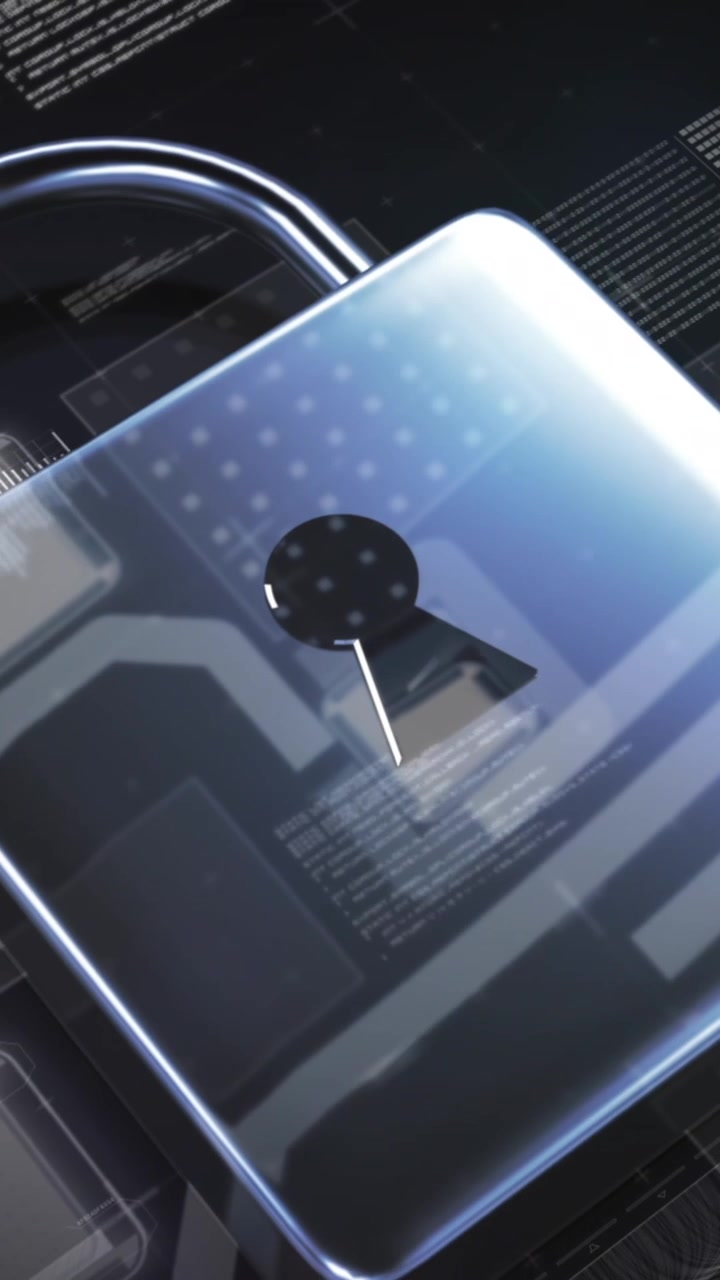 Animation of processor, data processing and online security padlock