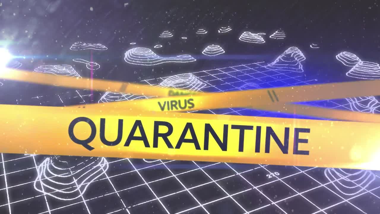 위험 바이러스 텍스트가 그리드 위에 표시됩니다.