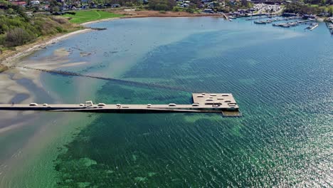 aerial view of askimsbadet beach, gothenburg, calm and scenic morning
