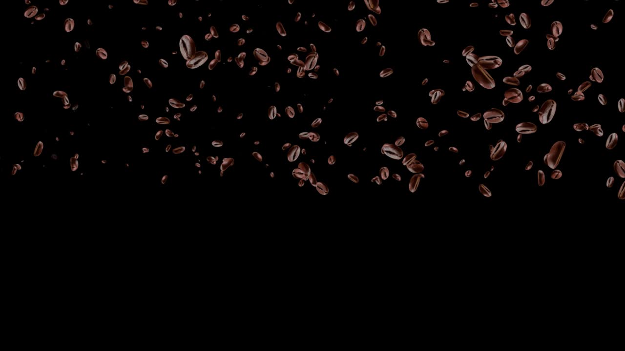 4k granos de café tostados cayendo a cámara lenta en un fondo de bucle marrón.