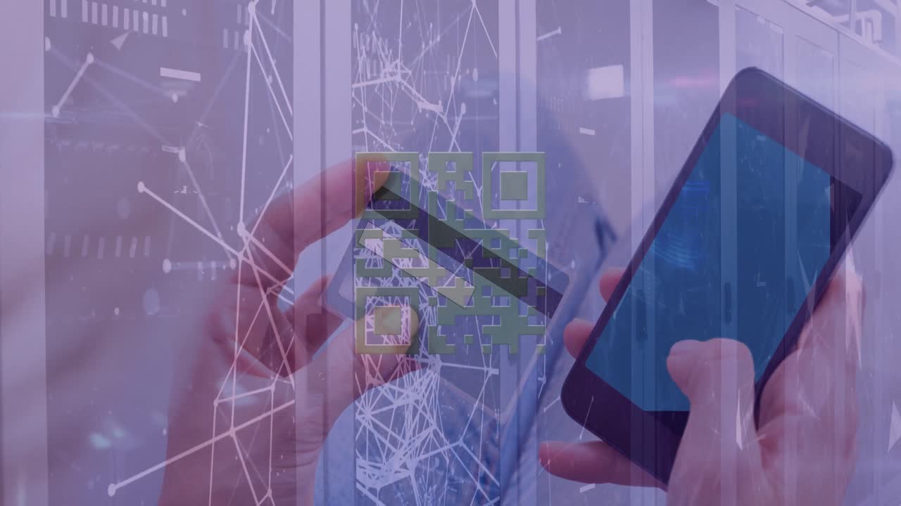 스마트폰을 사용하여 손으로 데이터 처리의 애니메이션