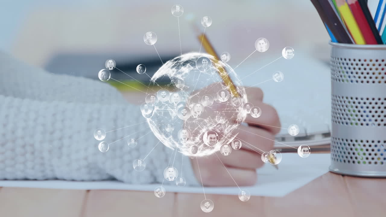 데이터 및 연결 네트워크와 함께 회전하는 지구