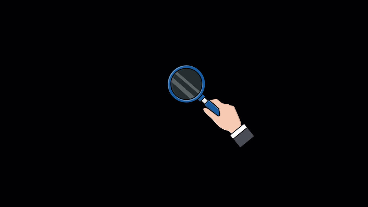 Animated Hand Holding Magnifying Glass Searching