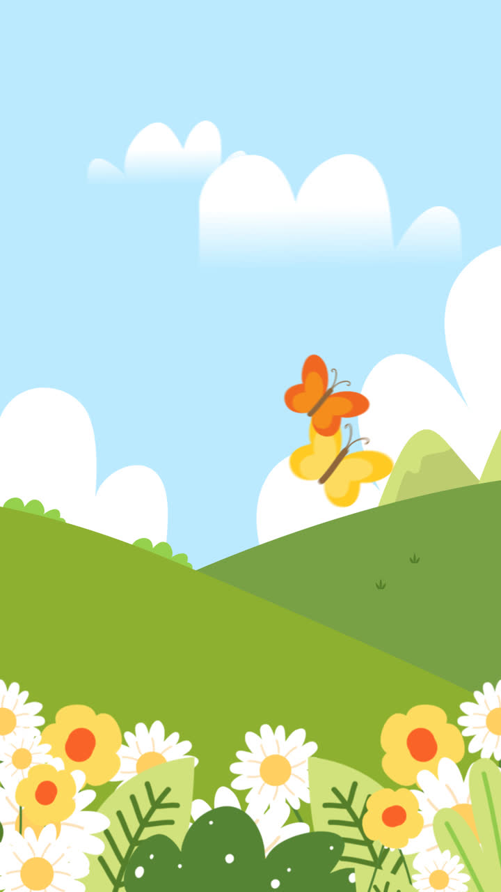 Motion Graphic of Hand drawn lovely spring landscape