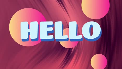 Animation-of-hello-text-over-pink-shapes-on-pink-background