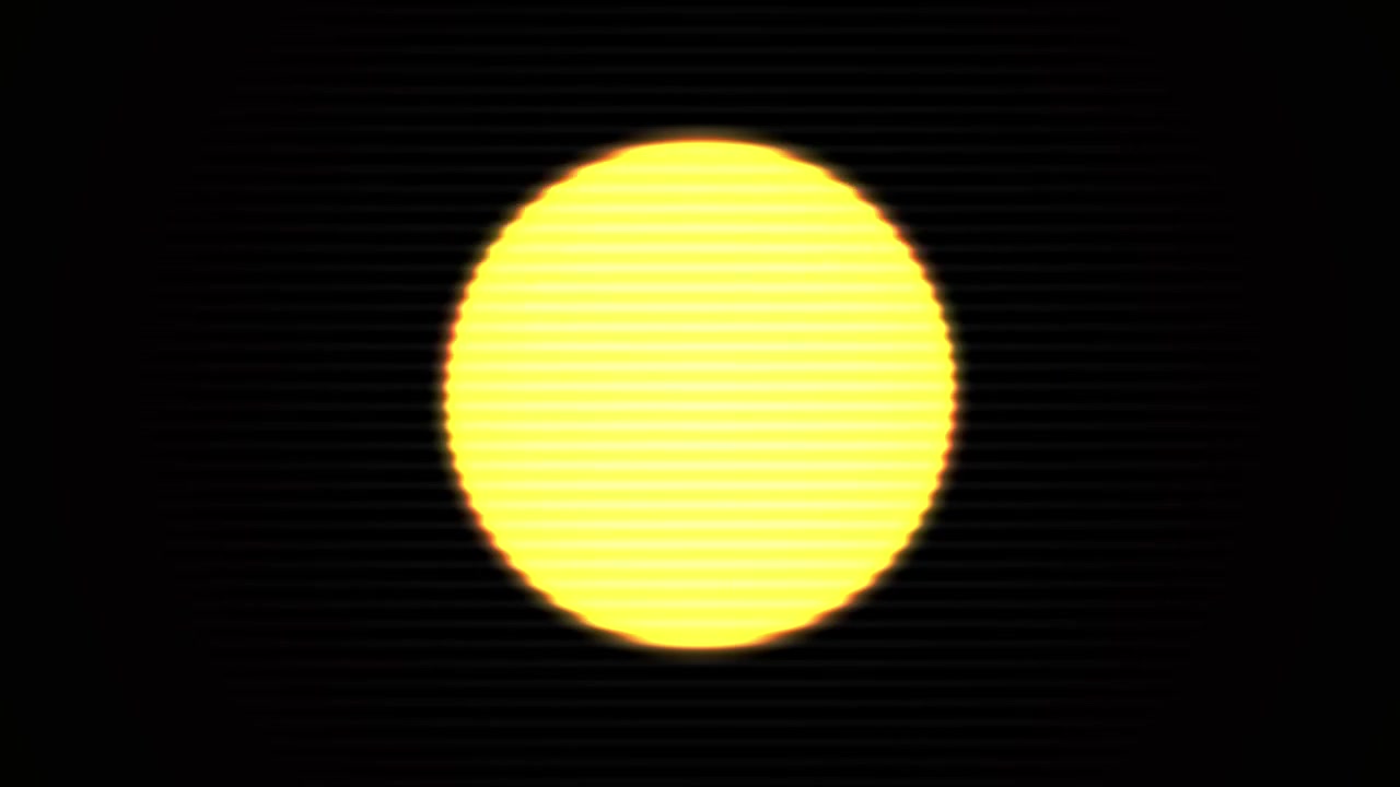 Abstract Yellow Oval Shape with Retro Glitch and Scanlines