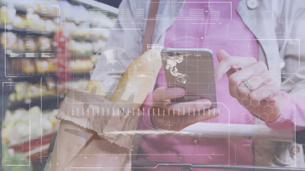 스마트 폰을 사용하여 손으로 데이터 처리의 애니메이션