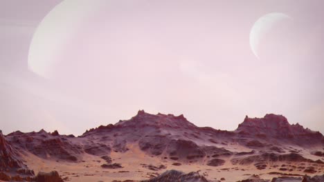 creación de una toma de un paisaje de la superficie de un exoplaneta o luna