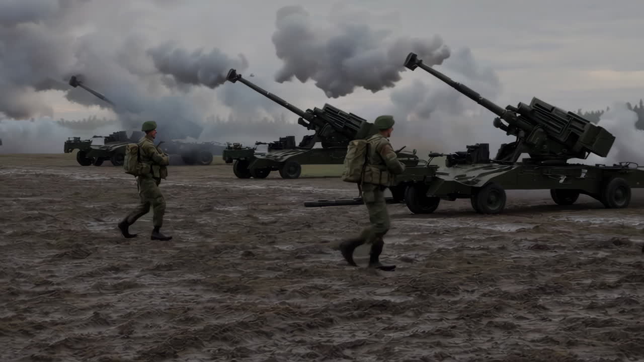 Military Artillery Training Exercise
