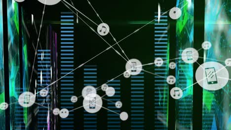 Animation-of-network-of-connections-on-black-background