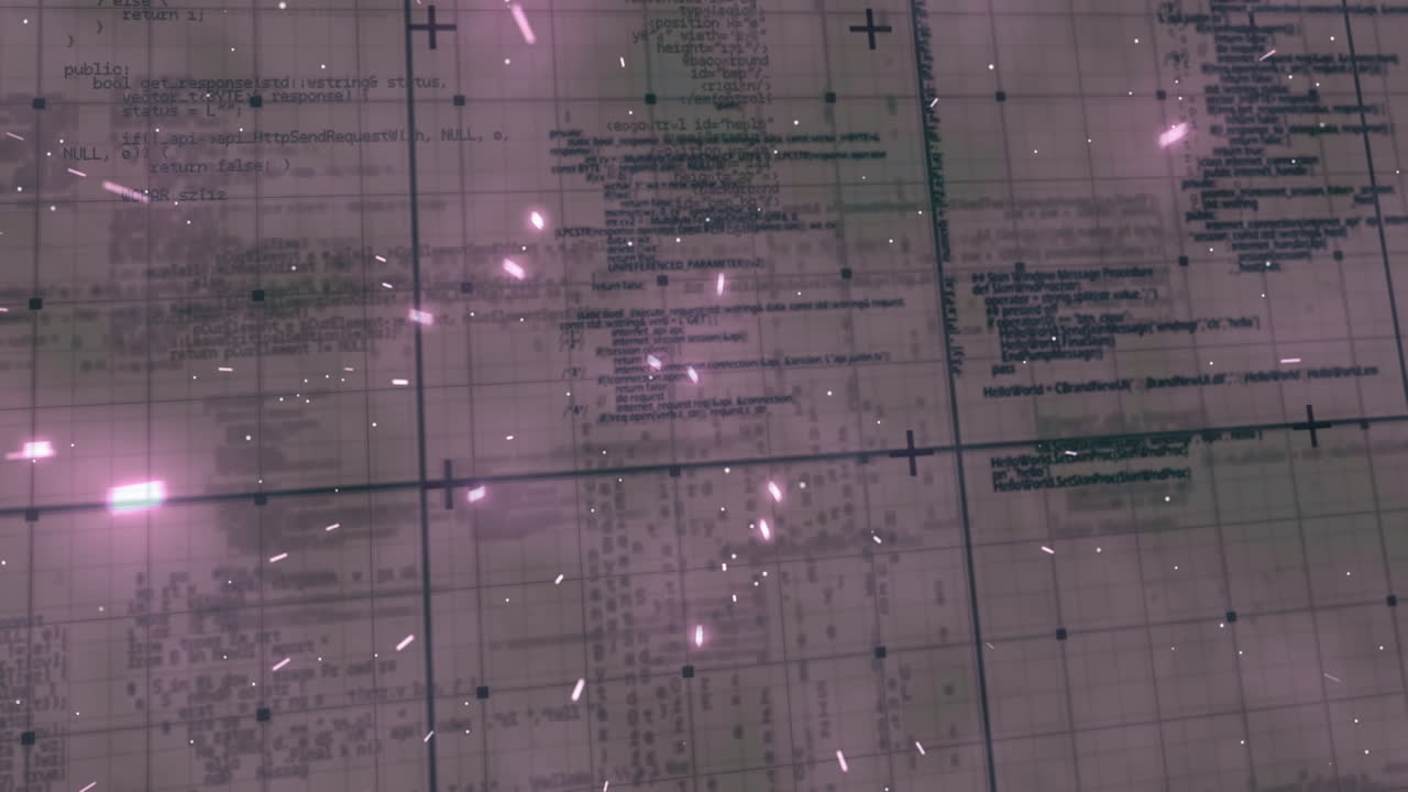 animación del procesamiento de datos sobre luces púrpuras en el fondo