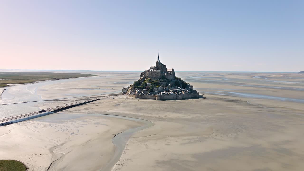 The iconic Mont-Saint-Michel in France. Seen from above