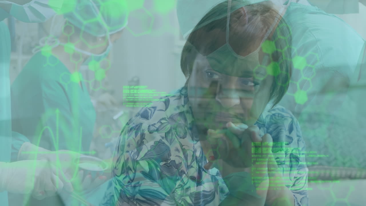 animación del procesamiento de datos sobre la mujer afroamericana y la cirugía