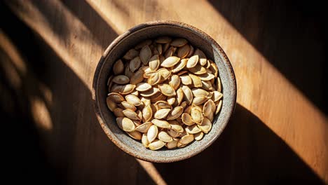 roasted pumpkin seeds in a bowl