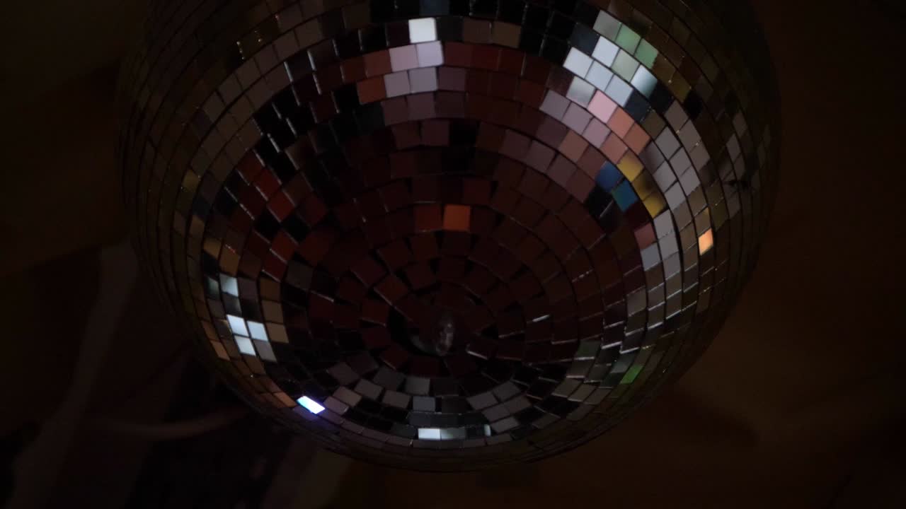 Slow motion shot of Mirror ball spinning, Close up