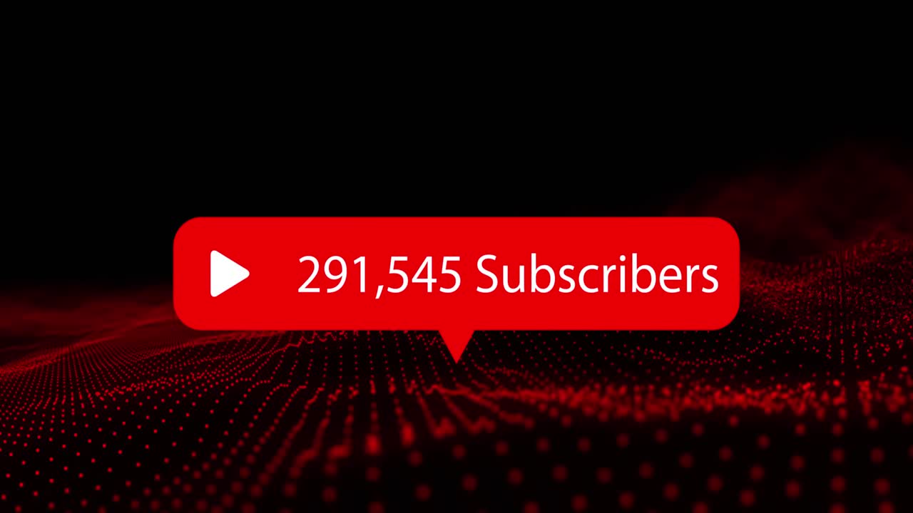 Animation of speech bubble with numbers and subscribers text over mesh with red spots