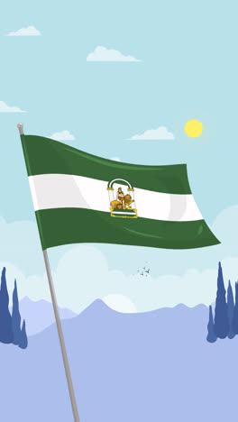 motion graphic of flat design andalucia flag illustration