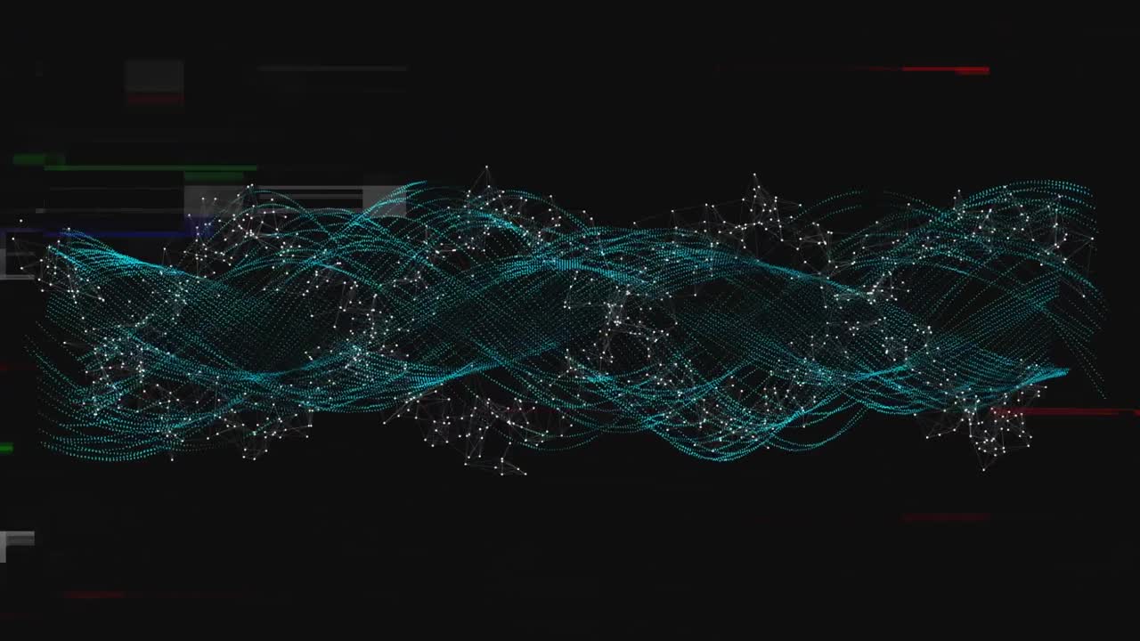 wirus dna obracający się z falowymi liniami i efektem glitching