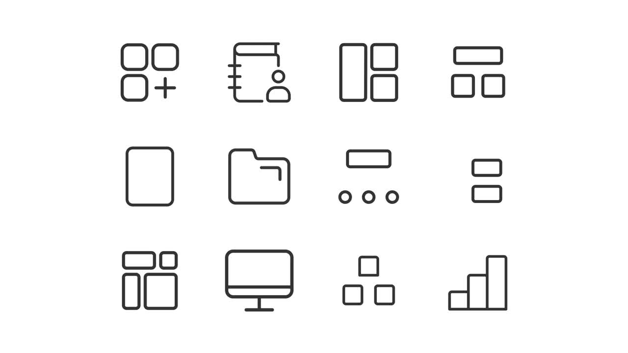 Collection of outline icons