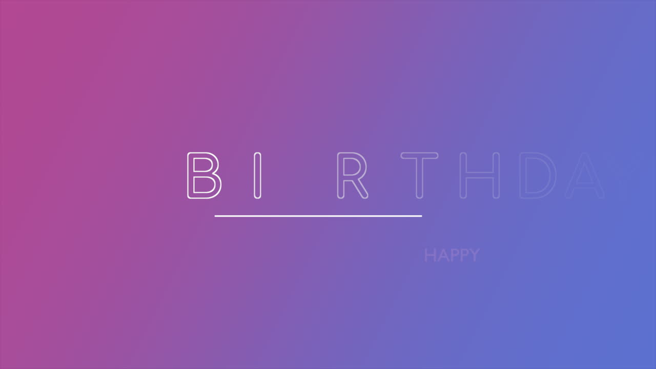 современный текст с поздравлениями с днем рождения на фиолетовом градиенте