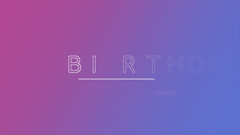 modern happy birthday text on purple gradient