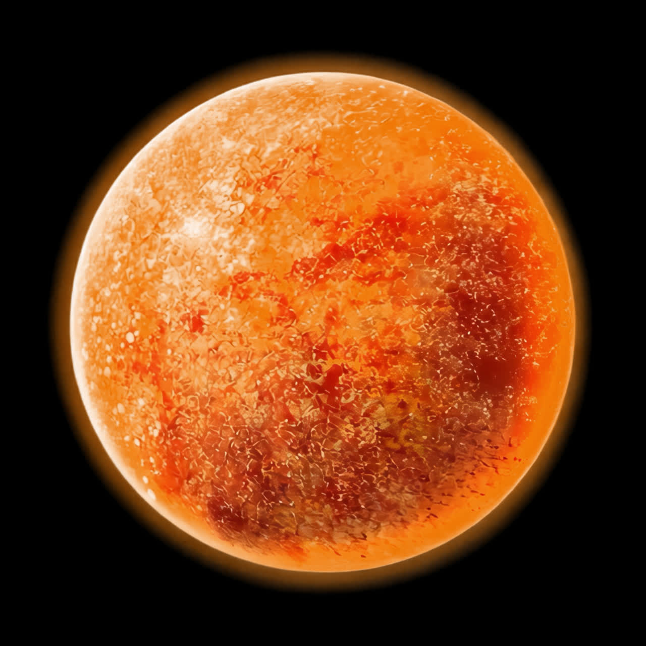 Animação de arte abstrata de esfera laranja flamejante, recurso isolado, vídeo transparente em 4K, canal alfa