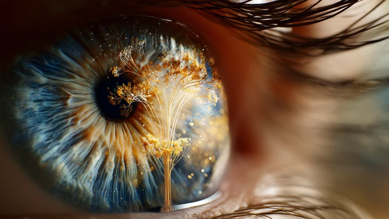 A Captivating Depiction of Nature in an Eye, Showcasing a Beautiful Tree Forming Within the Iris, Symbolizing the Connection Between Humanity and the Environment