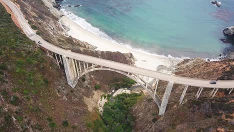 bixby canyon bridge and beach at big sur coast, california